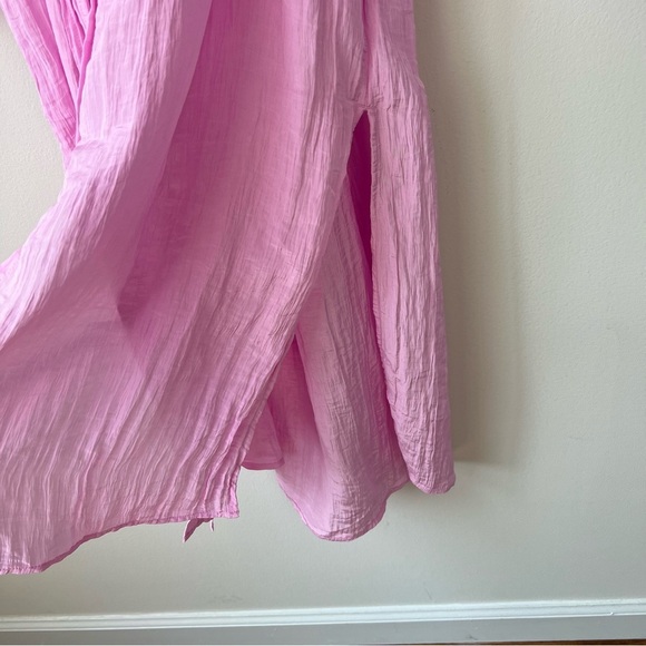 NWT J. Crew Belted Shirt Dress in Washed Nylon Pink Crinkle Midi - Picture 9 of 9